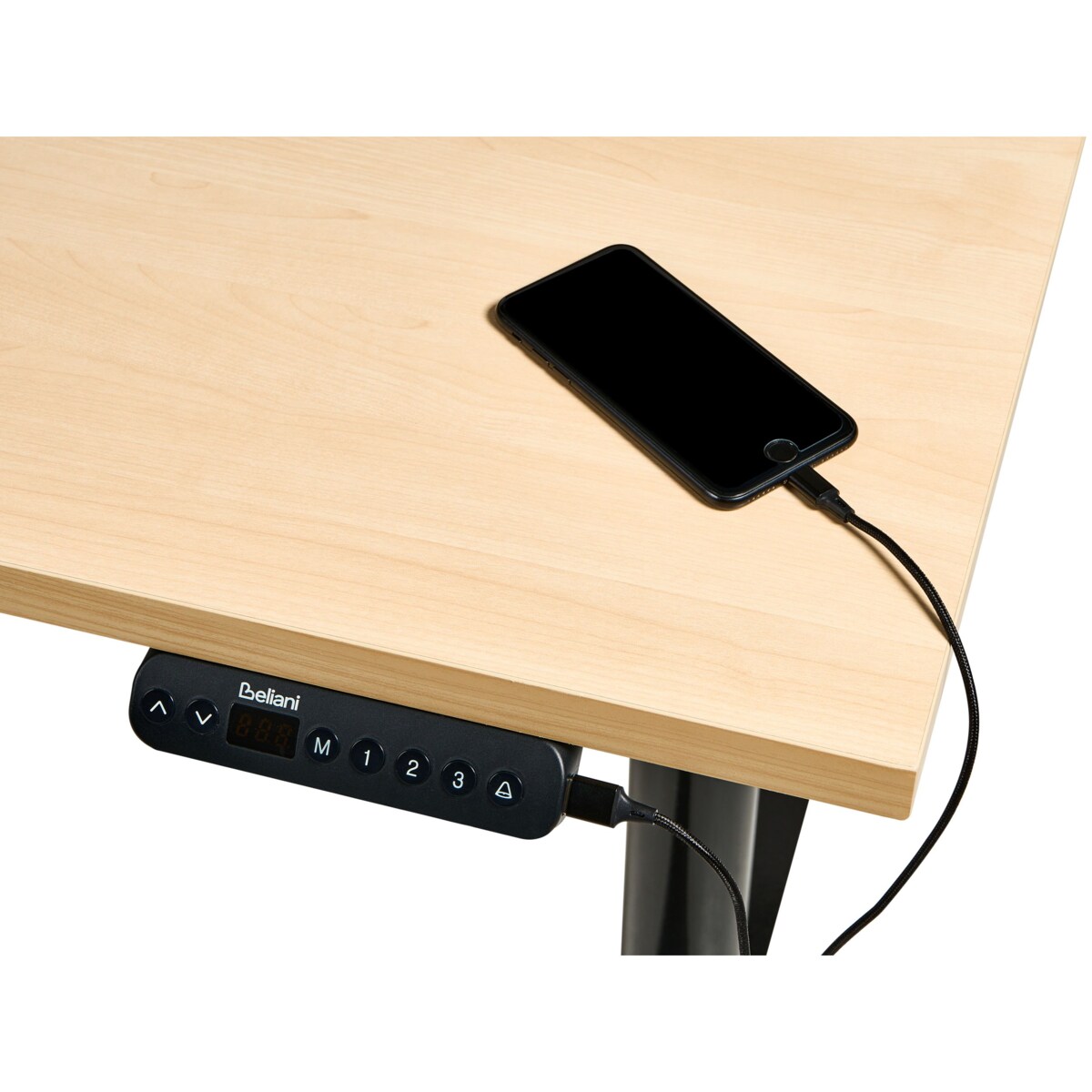 Biurko regulowane elektrycznie DESTINAS Czarny/ jasny brąz 160 cm 72 cm