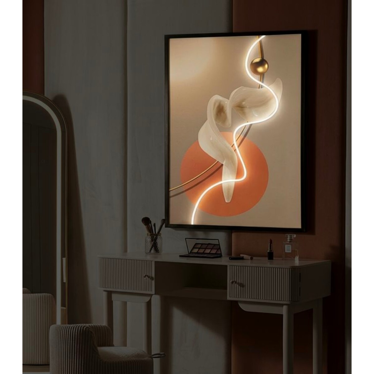 Obraz na płótnie Abstract - A, kolor wielokolorowy, płótno i płyta MDF, 80 x 120 cm, LED, styl nowoczesny, dekoracja ściany do salonu, Mauro Ferretti