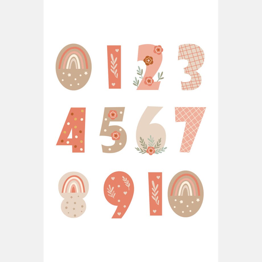 Plakat dla dzieci Liczby Boho I 20x30