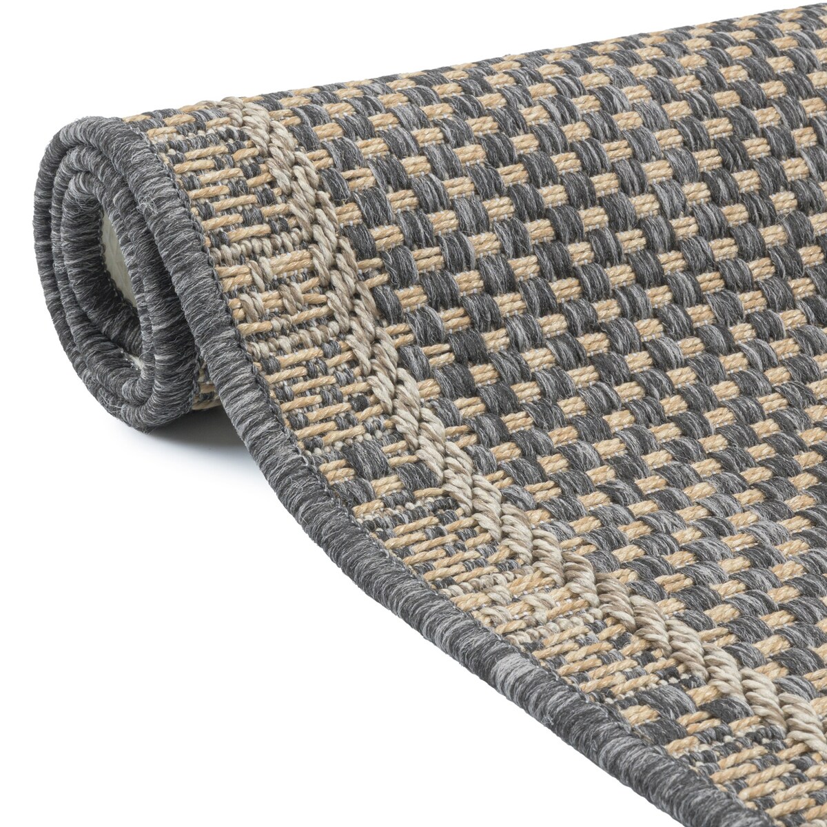 Chodnik płasko tkany Roma 68x114 cm Kratka Antracytowy