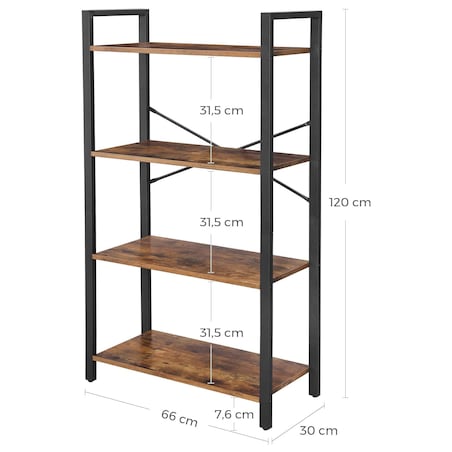 Regał Półka Na Książki 66X30X120 Cm Rustykalny Brąz, Czarny