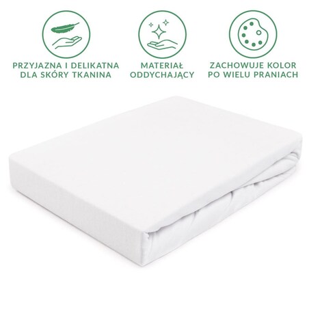 Prześcieradło z bawełny jersey z gumką 60x120 kolor Biały