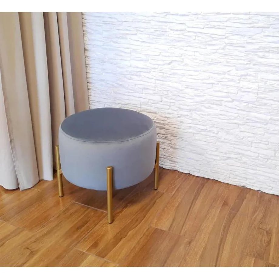 Pufa WILFRED BL VELVET szara/złota