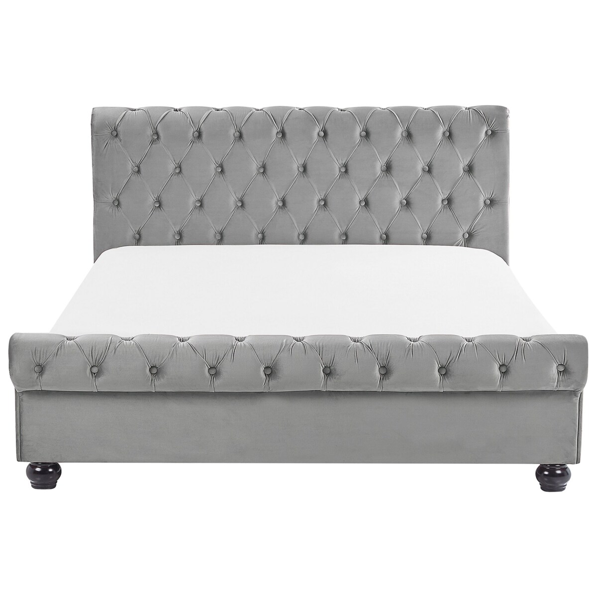 Łóżko welurowe 160 x 200 cm szare AVALLON