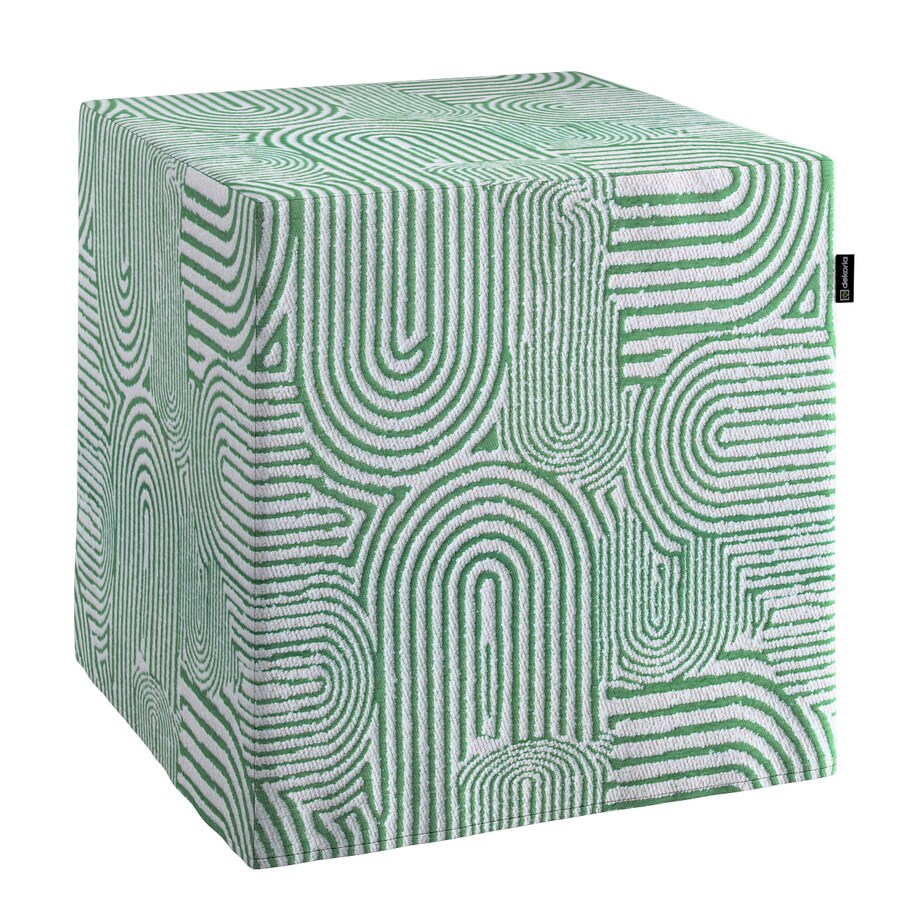 Pufa kostka, miętowe łuki na kremowym tle, 40 x 40 x 40 cm, Cosy Home