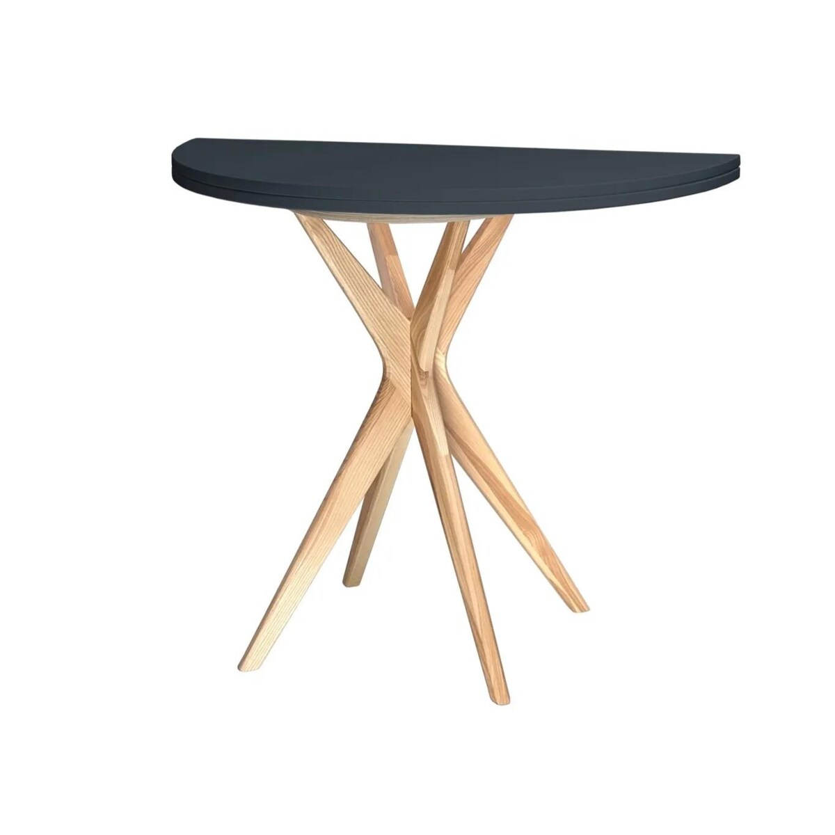 Stół półokrągły CUTTI 90x90 rozkładany grafitowy/jesion