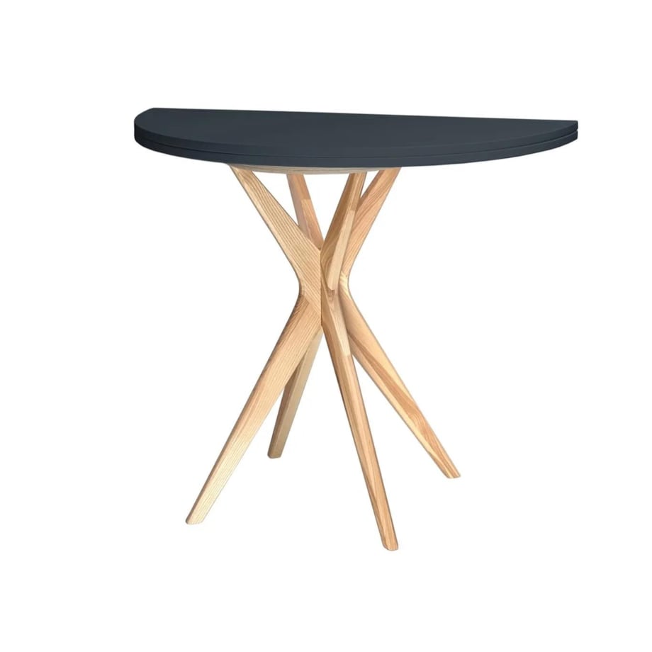 Stół półokrągły CUTTI 90x90 rozkładany grafitowy/jesion