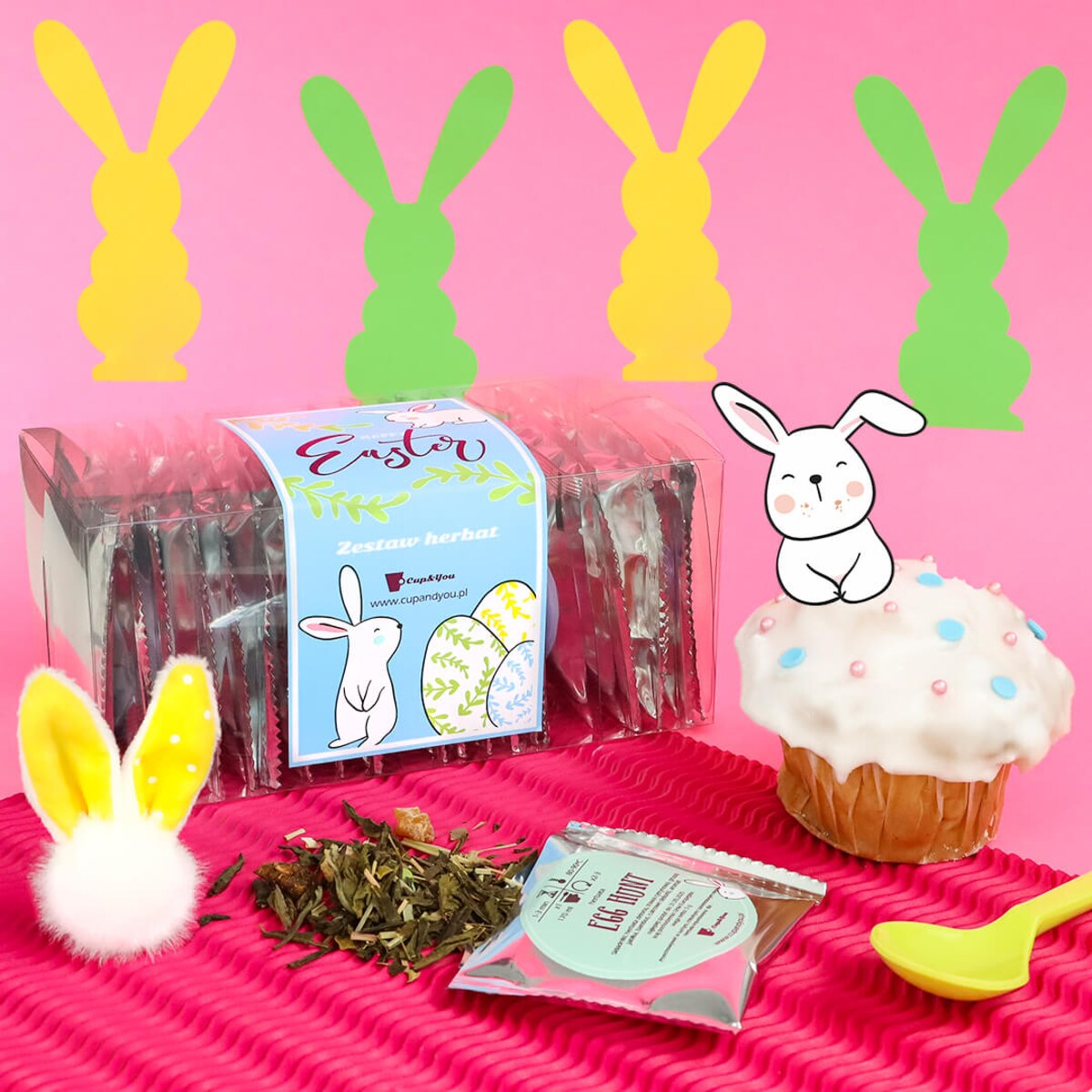 HAPPY EASTER zestaw herbat na Wielkanoc prezent upominek na zajączka święta wielkanocne dla niej niego mamy taty kobiety faceta mężczyzny dziewczyny