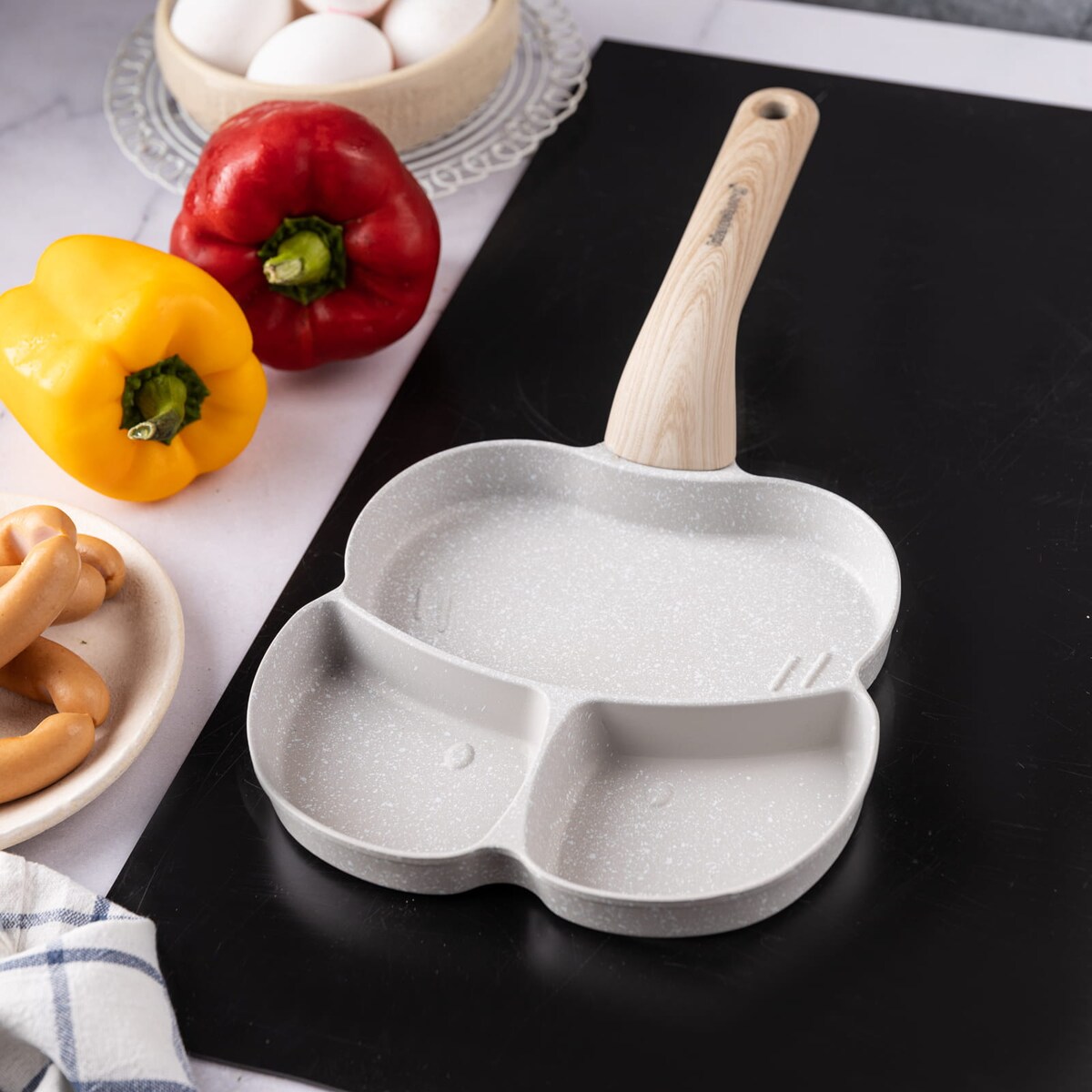 Patelnia marmurkowa 3 w 1 do jajek naleśników placków pancake 18cm SZARA KLAUSBERG