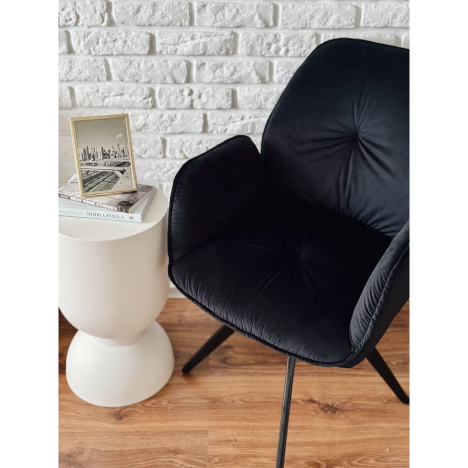 Krzesło welurowe obrotowe PERLA czarne