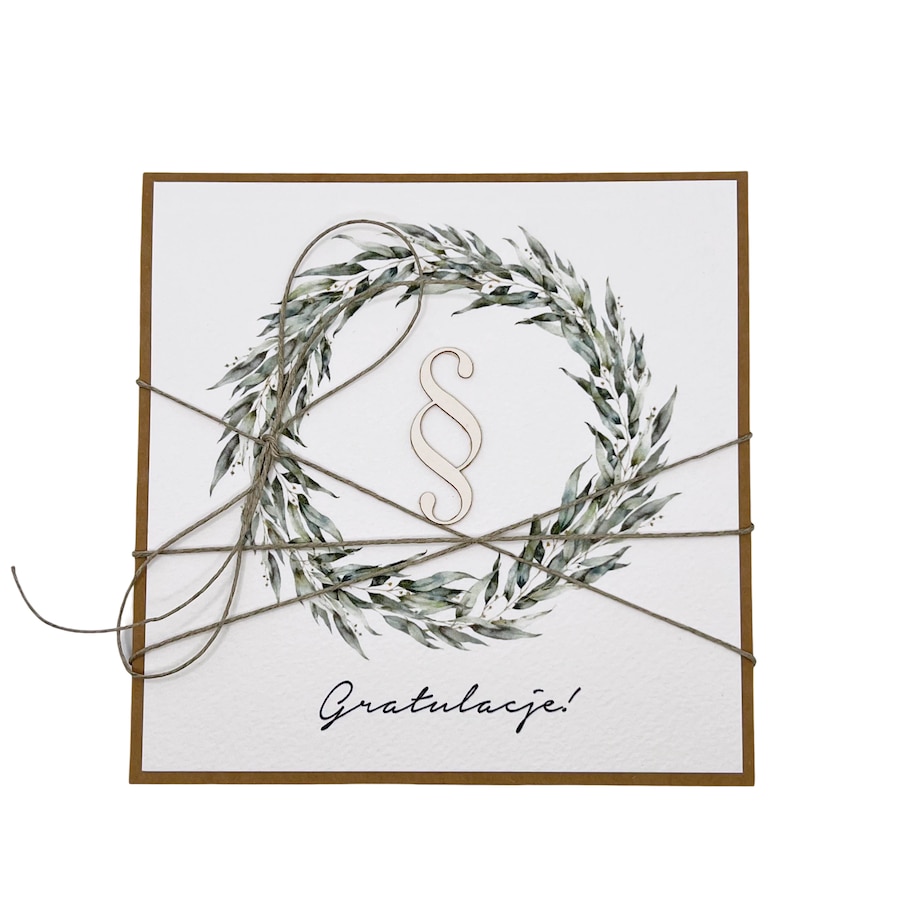 Ręcznie robiona kartka gratulacje z okazji uzyskania absolutorium obrony pracy licencjackiej, magisterskiej, doktorskiej dla prawnika