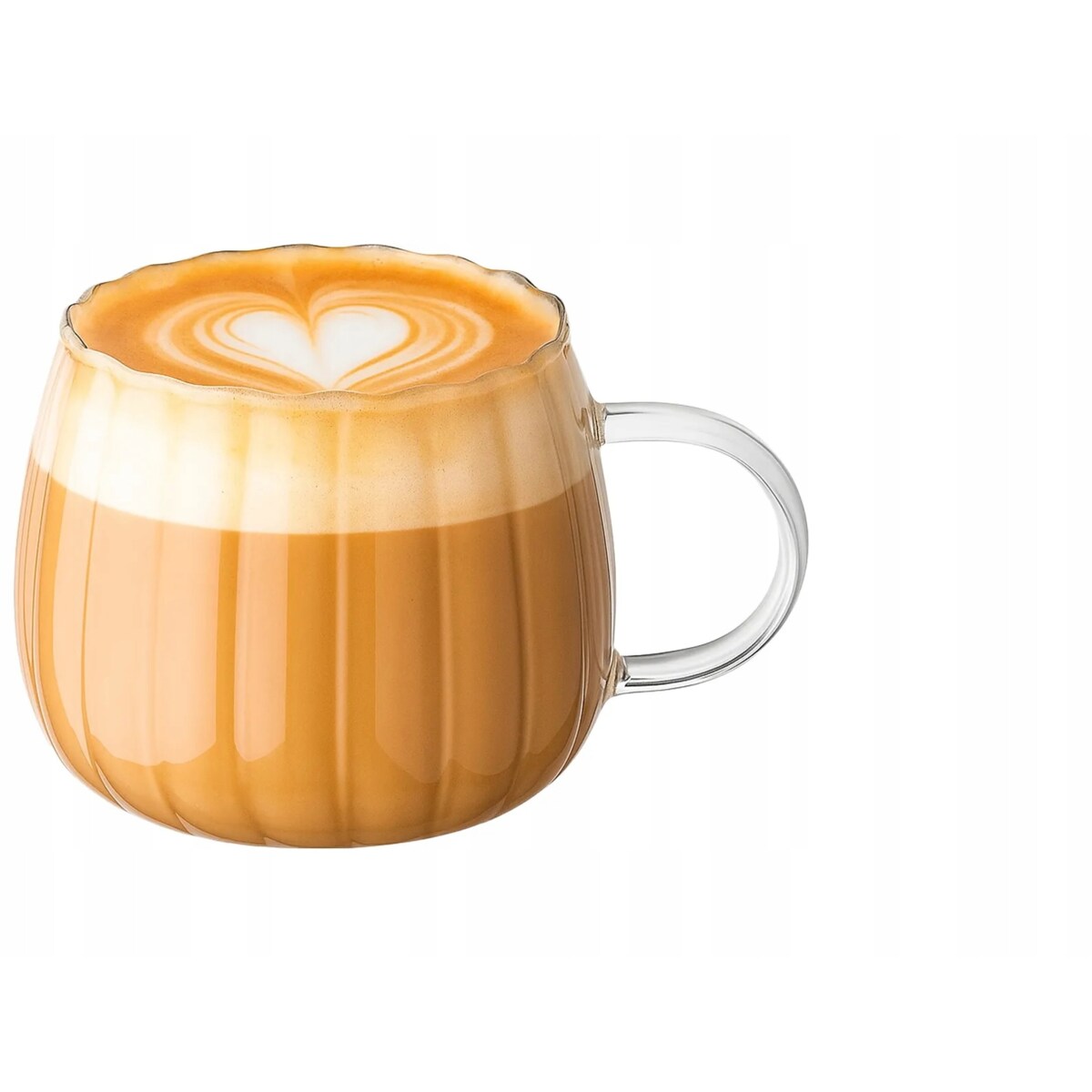 KOMPLET 6szt SZKLANEK z uchem FALA bańka 400 ml na kawę herbatę latte kubek