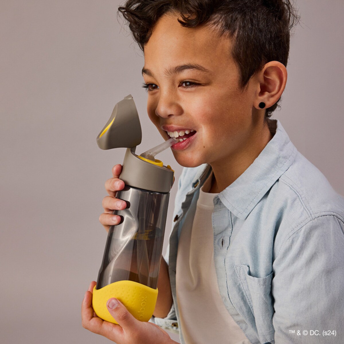 Batman Bidon ze słomką dla dziecka do szkoły - butelka na wodę tritanowa 600 ml b.box