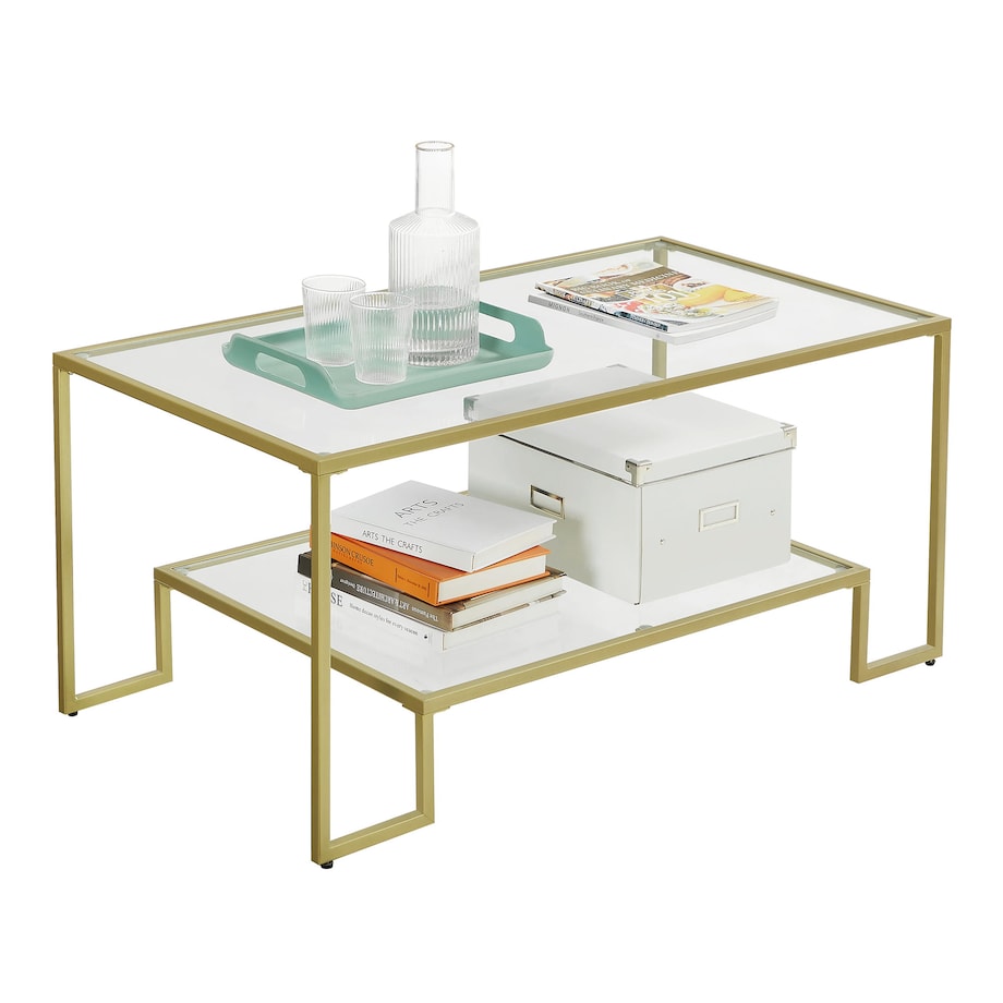 Stolik 55X100X45 Cm Złoty, Przezroczysty