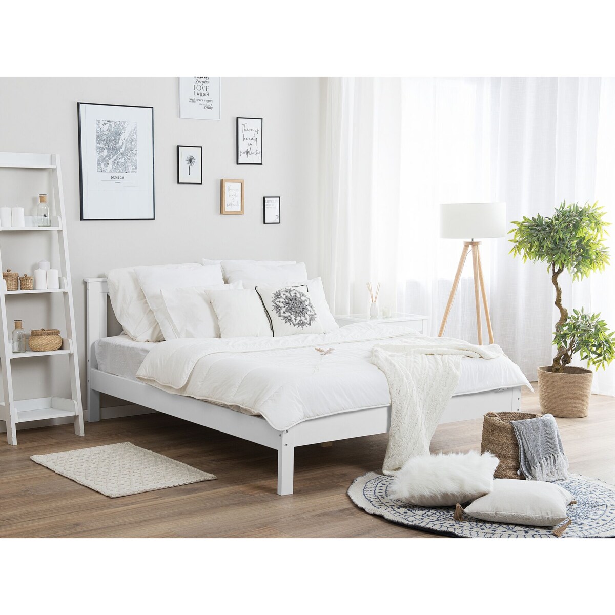 Łóżko drewniane 160 x 200 cm białe TANNAY