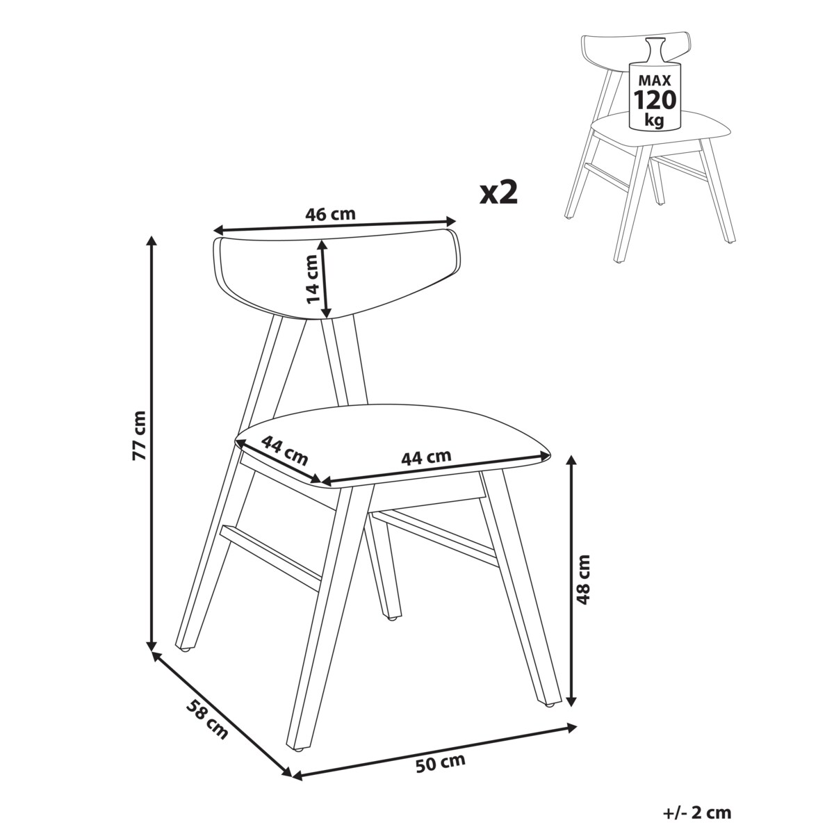 Zestaw 2 krzeseł do jadalni LACOTA Drewno Jasny brąz/ szary