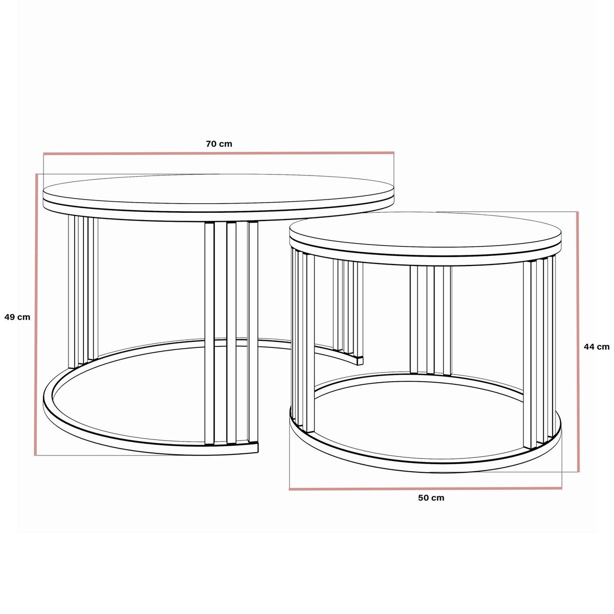 Stolik kawowy LORI 2w1 miedź czarny połysk
