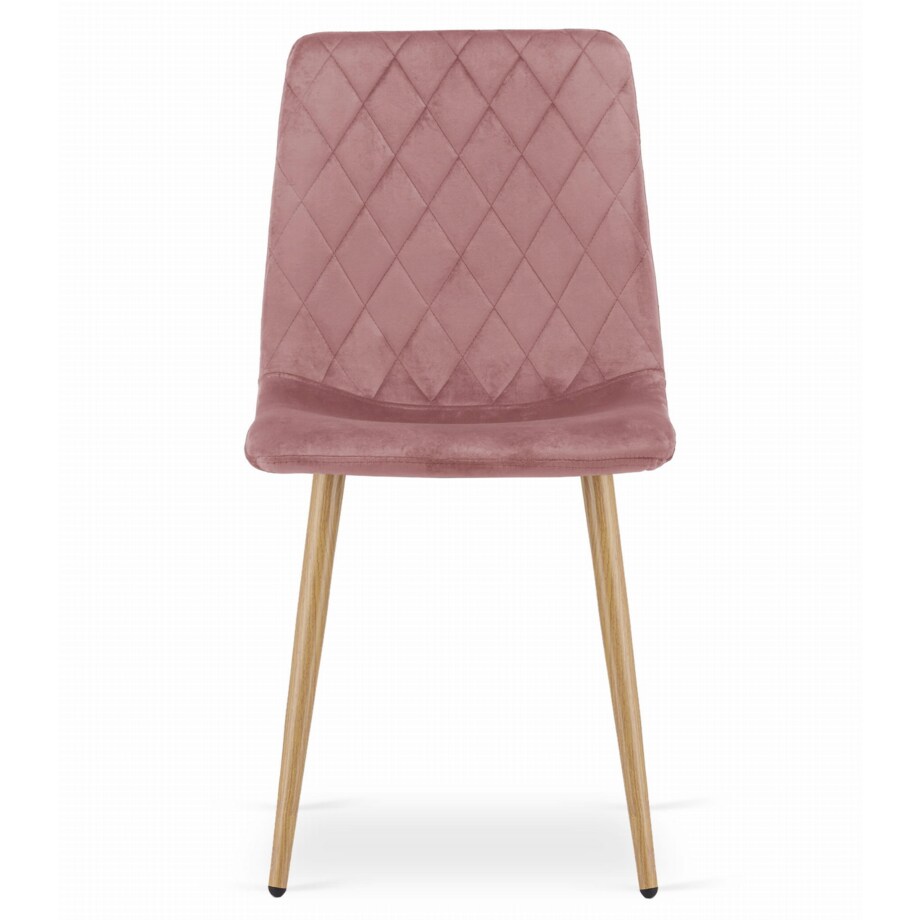 Krzesło Do Jadalni Kuchni Salonu Turin - Różowy Aksamit / Nogi Kolor Drewna