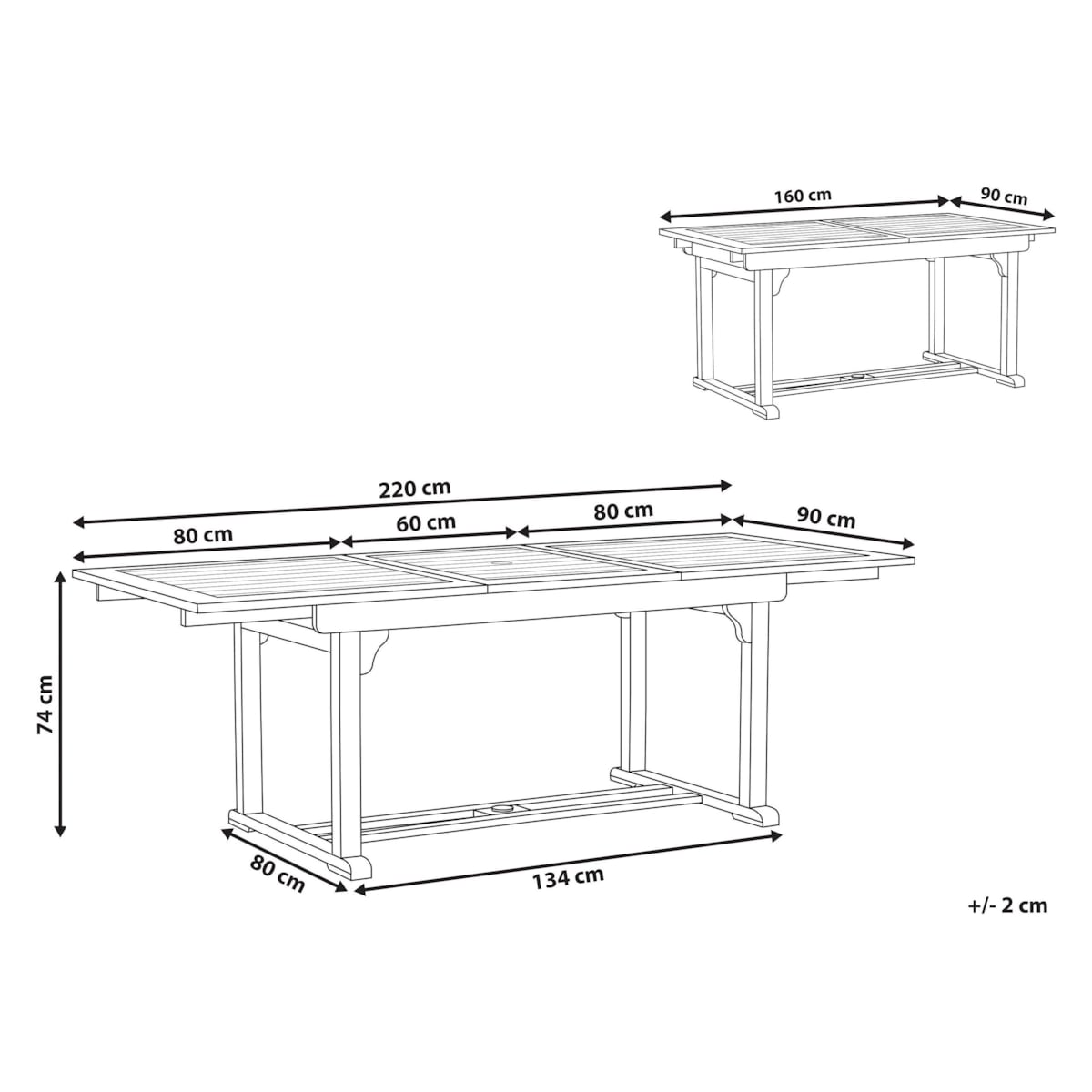 Stół ogrodowy rozkładany AMANTEA 160/220 cm 90 cm Drewno akacjowe Ciemnobrązowy