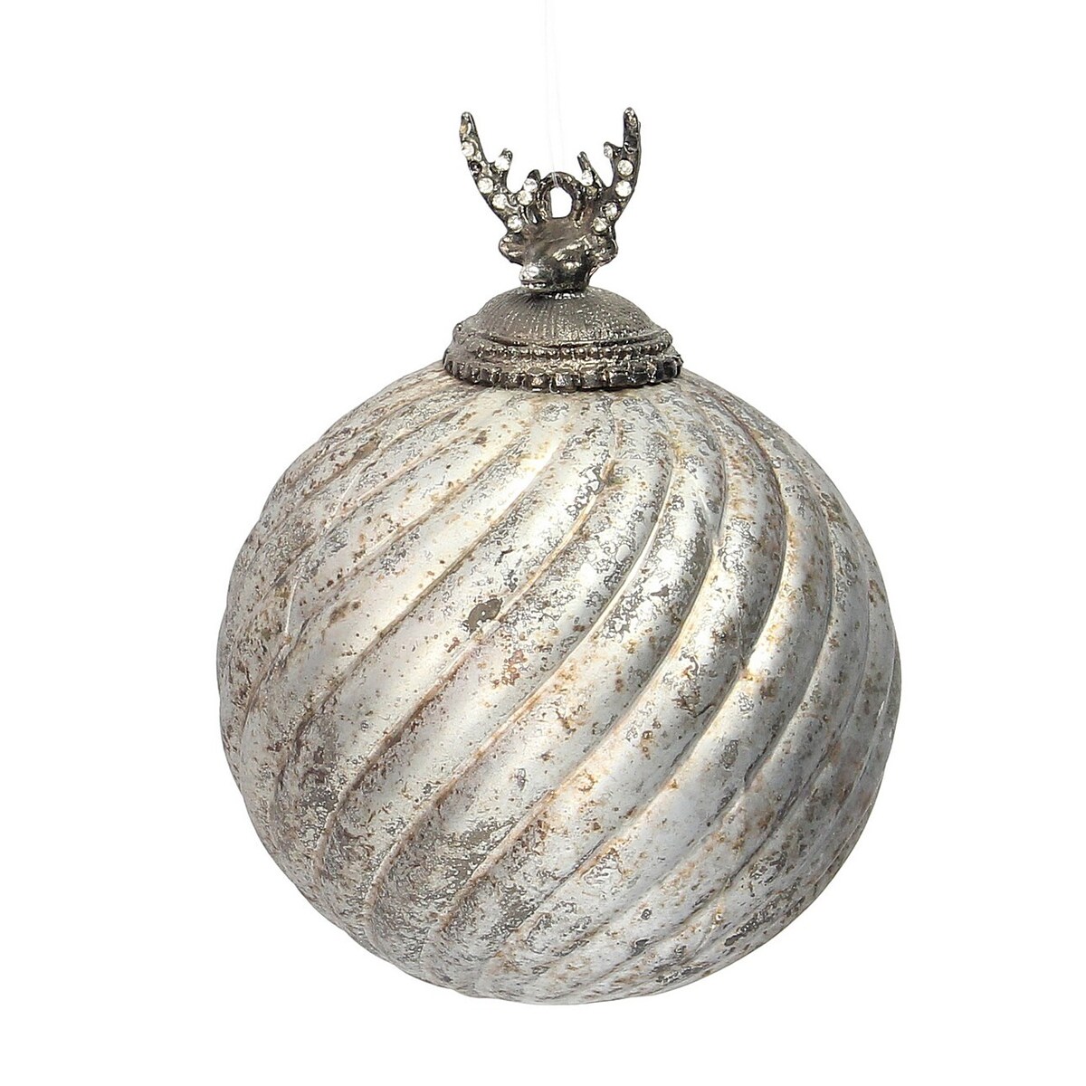 Bombka szklana Silver Twist 10x10x14 cm boże narodzenie, święta, świąteczne, szary, 10x10x14 cm