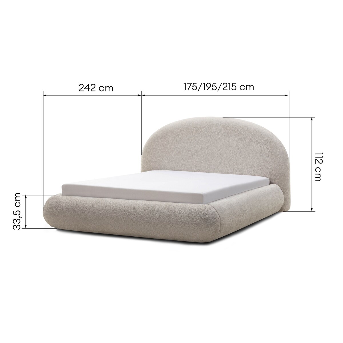 Łóżko tapicerowane 160x200 cm beżowe bouclé Riaci