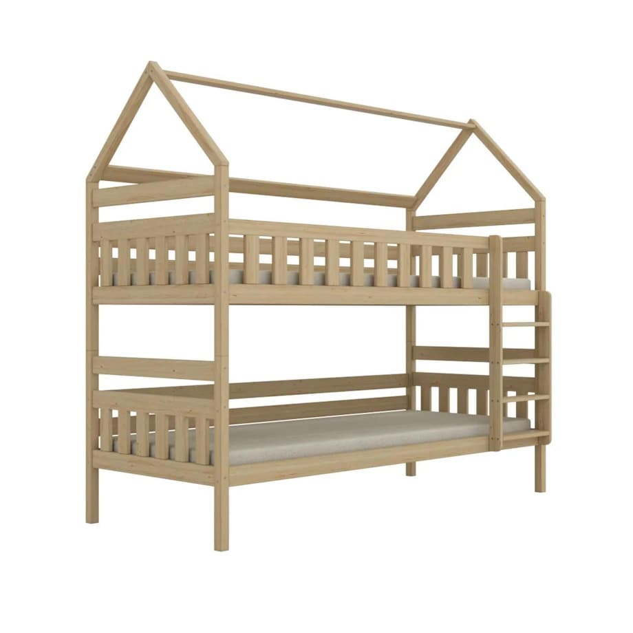 Łóżko piętrowe domek FELIKS 200x80 sosna lakierowana drewniane