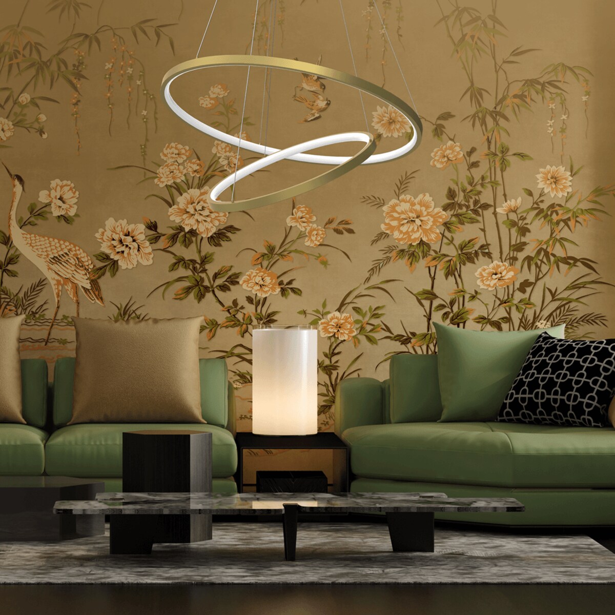 Pokojowa lampa wisząca Lucero LED 48W do sypialni złota