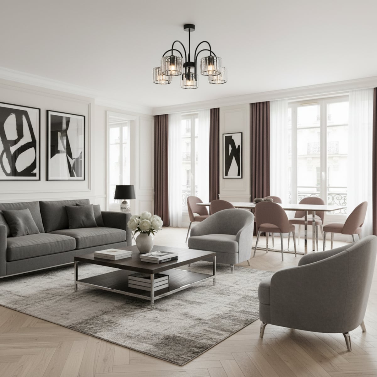 lampa sufitowa wisząca 5 punktowa edylit glamour