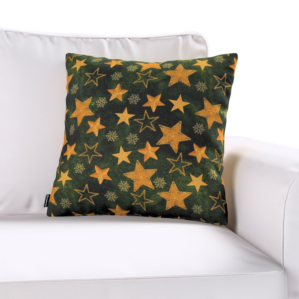 Poszewka Kinga na poduszkę 60x60 złote gwiazdki na zielonym tle