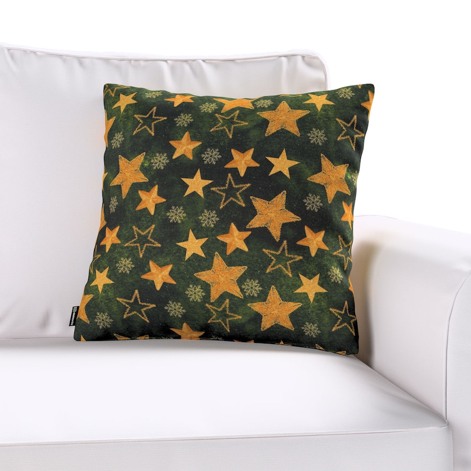 Poszewka Kinga na poduszkę 60x60 złote gwiazdki na zielonym tle