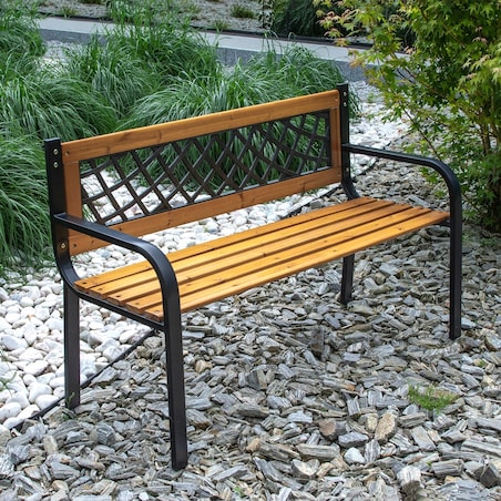 Ławka Ogrodowa Parkowa Drewniana Metalowa Ławeczka