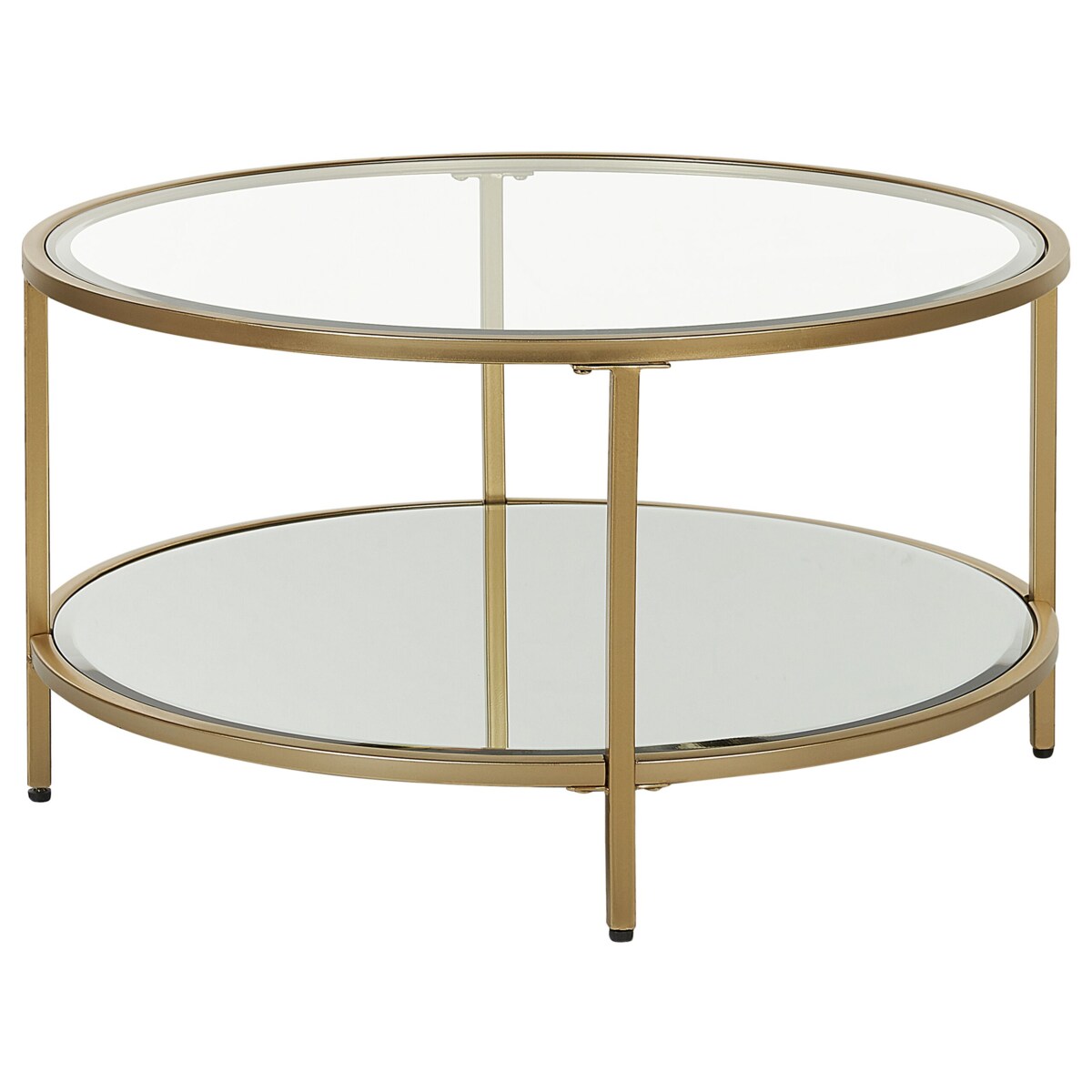 Stolik kawowy BIRNEY Szkło hartowane Złoty