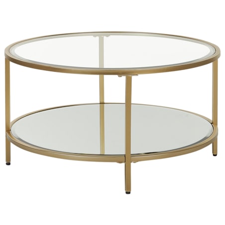 Stolik kawowy BIRNEY Szkło hartowane Złoty