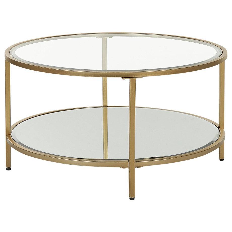 Stolik kawowy BIRNEY Szkło hartowane Złoty