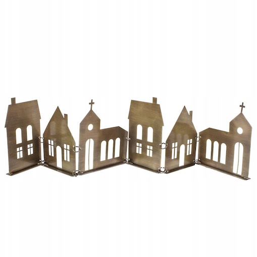 FIGURKA ŚWIĄTECZNA DOM DOMEK KOŚCIÓŁ LOFT NA ŚWIĘTA PREZENT STARE ZŁOTO