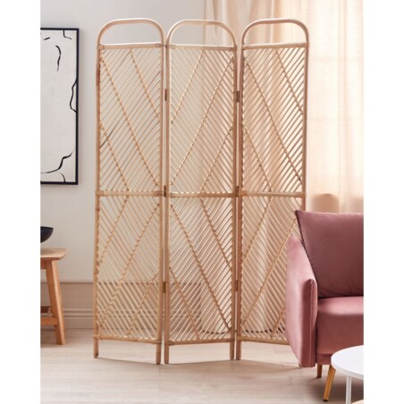 3-panelowy składany parawan pokojowy rattanowy 106 x 180 cm naturalny COSENZA
