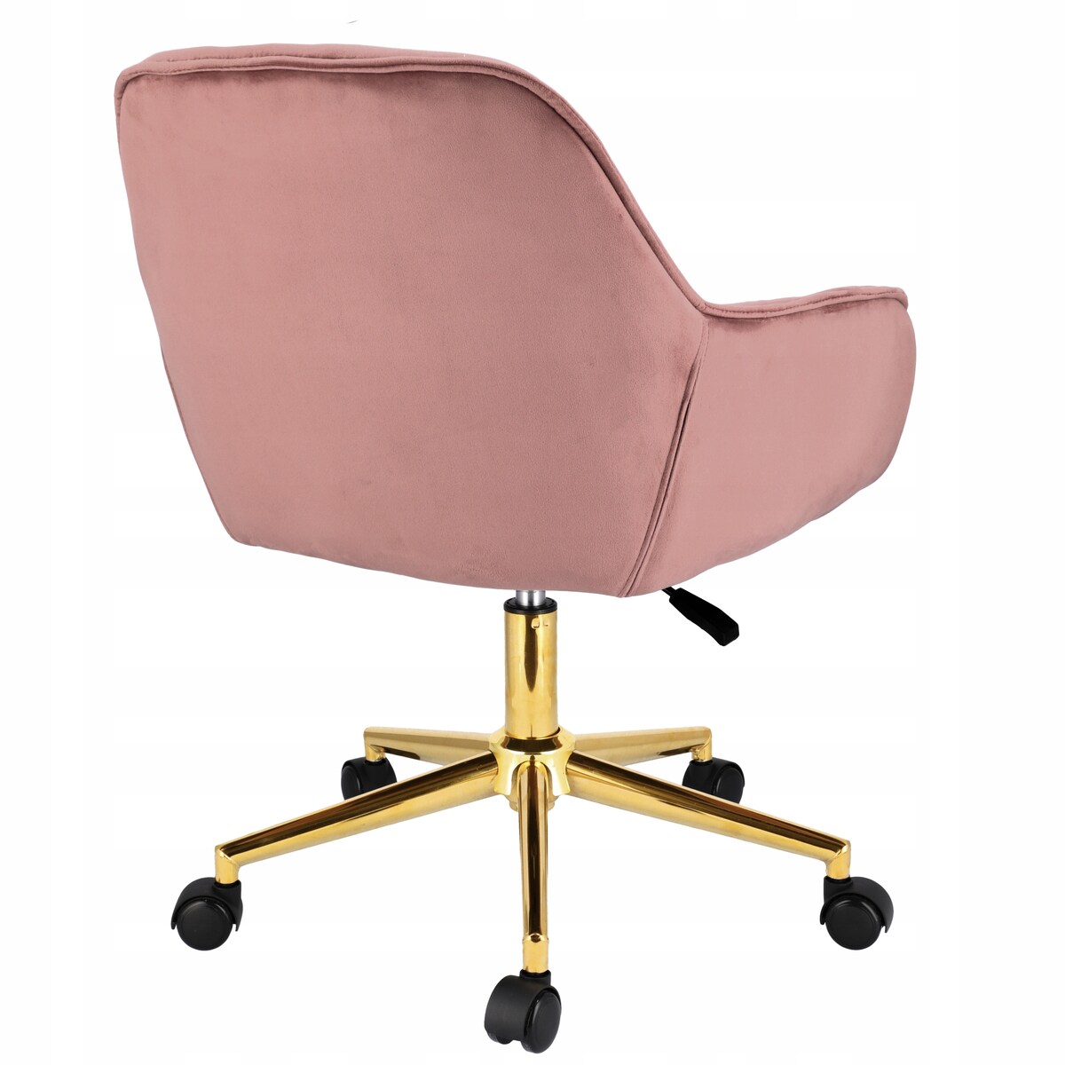 Fotel welurowy obrotowy LARGO różowy na złotej stopie
