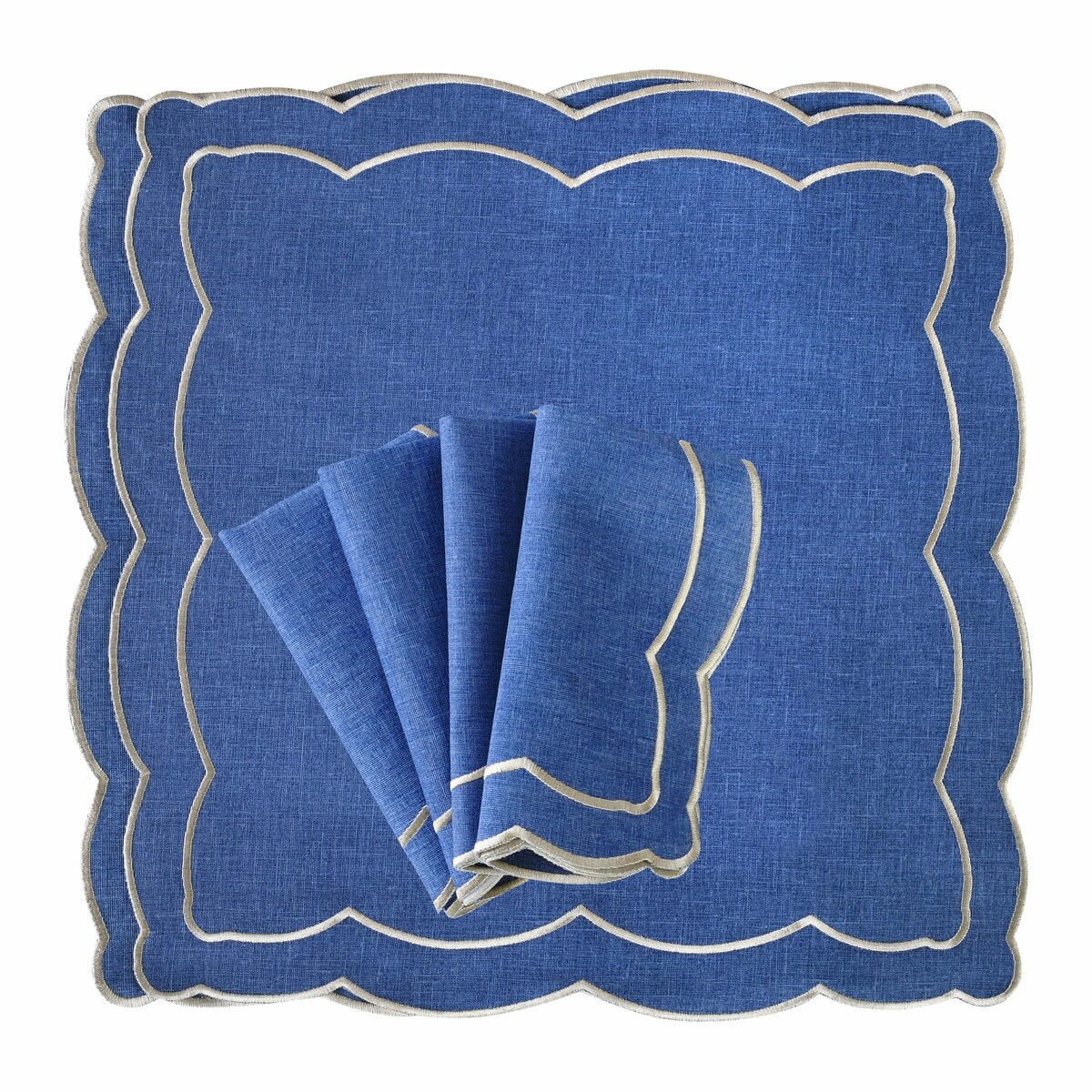 Haftowane serwetki Blue Onde - 6 sztuk