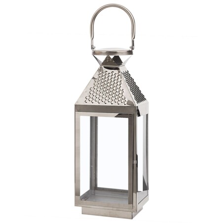 Lampion stalowy 40 cm srebrny BALI