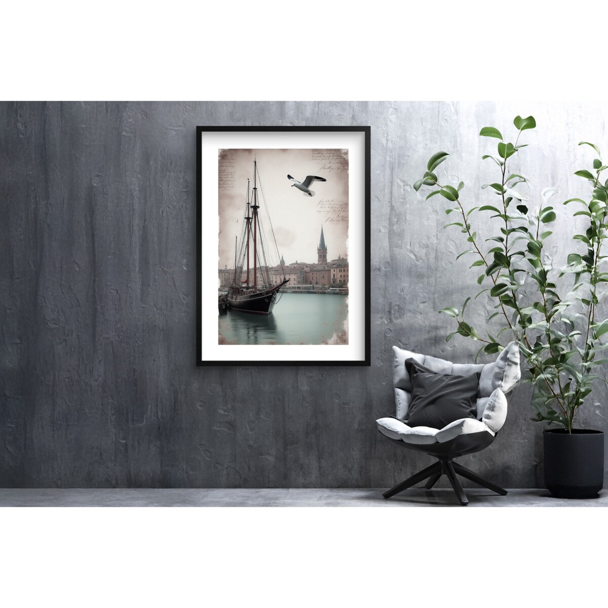 Plakat na ścianę do salonu Obraz ścienny Retro dekoracja w ramie 50x70