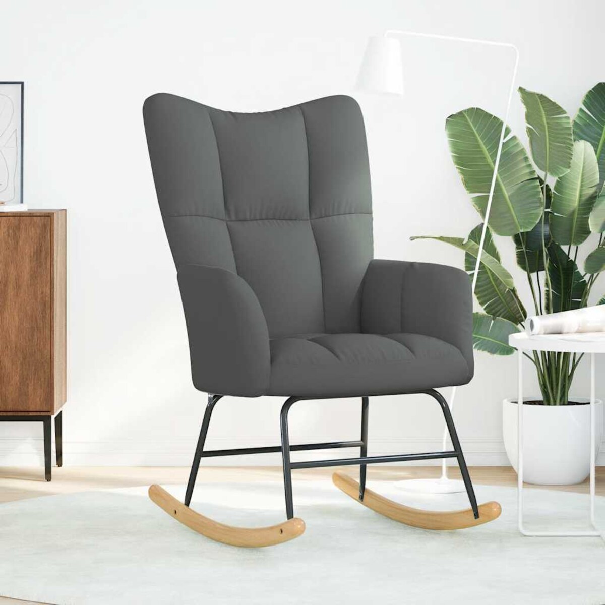 vidaXL Fotel bujany, ciemnoszary, tapicerowany tkaniną