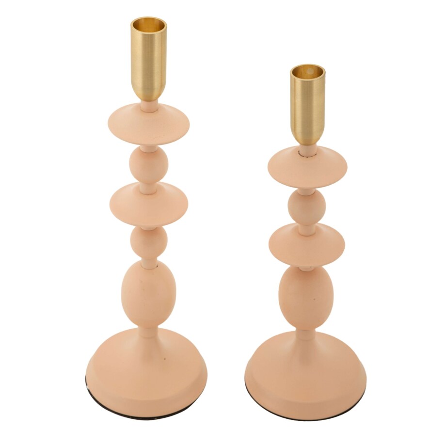 Świeczniki metalowe 2 szt. 33/29x10 cm DISQUE różowy