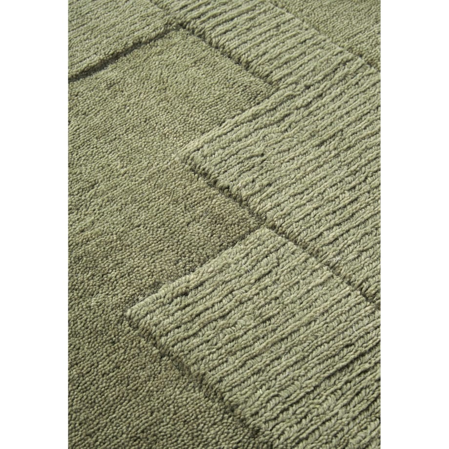 Chodnik wełniany do korytarza 80x250cm, zielony nowoczesny wzór 3D