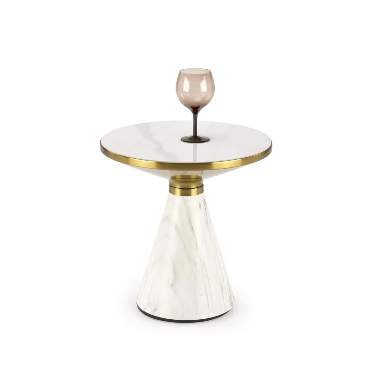 Stolik kawowy TALBI 50x50 biały marmur/złoty
