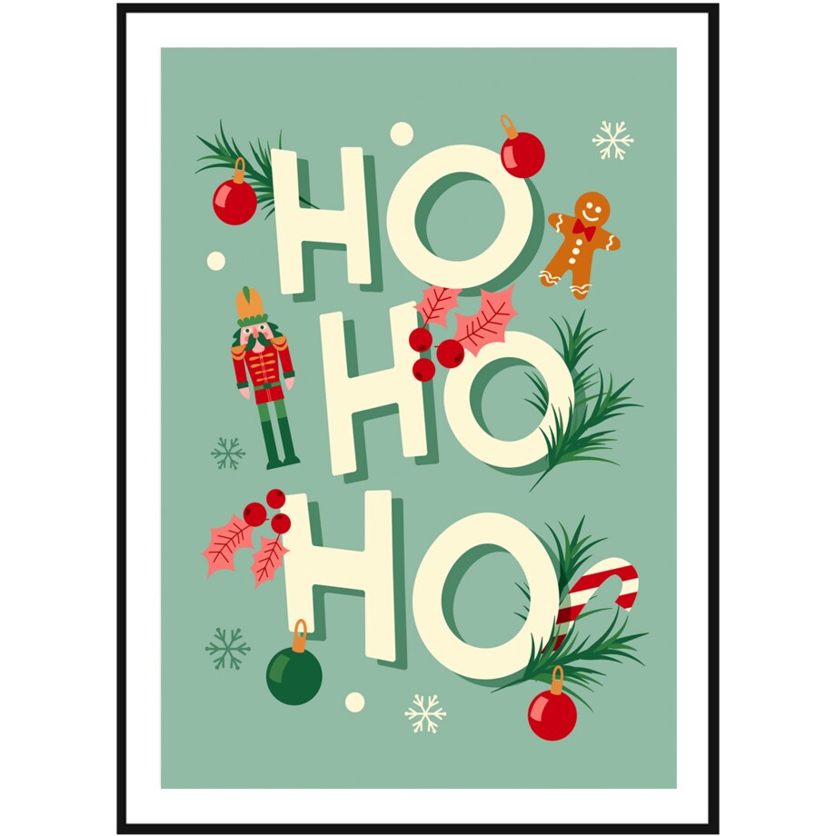 Poster Story, Plakat, Obraz - Świąteczna Grafika Ho Ho Ho, wymiary 30 x 42 cm