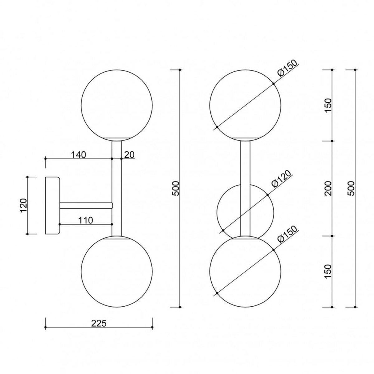 KOP B czarna lampa ścienna / kinkiet z podwyższoną szczelnością IP44