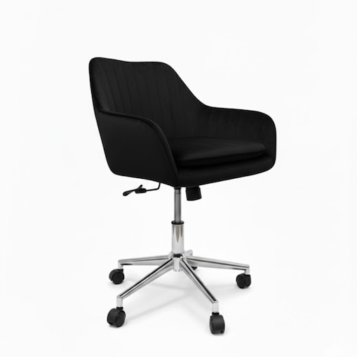 Krzesło biurowe fotel obrotowy welurowy czarny do biurka toaletki