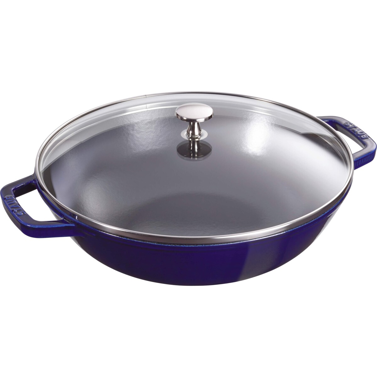 Wok żeliwny z pokrywką Staub - 30 cm, Niebieski