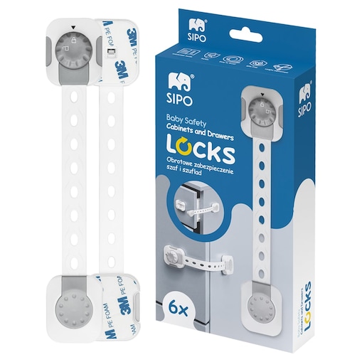 zabezpieczenia szaf i szuflad z funkcją smart lock, sipo, zestaw 6 sztuk
