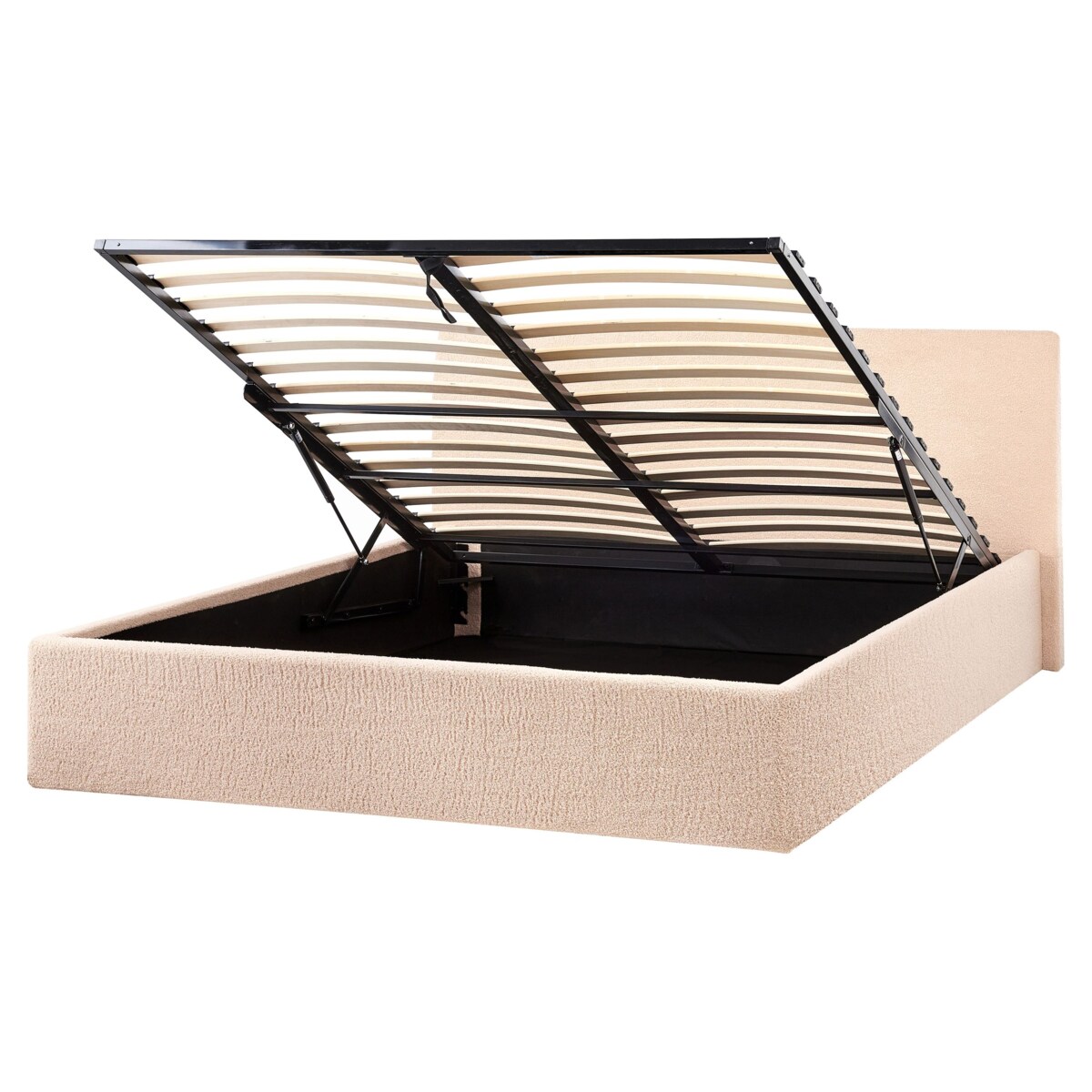 Łóżko z pojemnikiem Boucle ORBEY 160 x 200 cm Beżowy